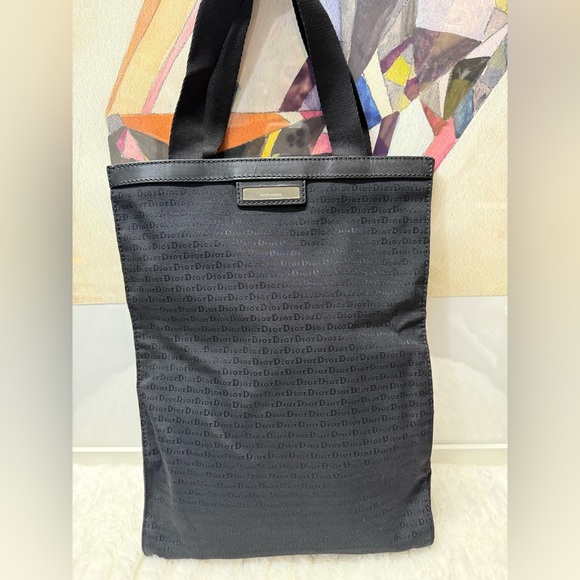 DIOR Homme Black Monogram Canvas Tote - Picture 1 of 9
